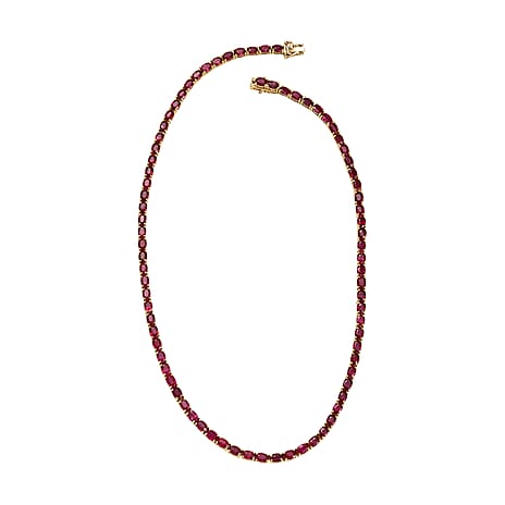 D'Joy African Ruby Necklace (Size 20) with GB Lock Box in 18K Vermeil Yellow Gold Plated Sterling Silver 54.72 Ct, Silver Wt. 24.50 Gms.