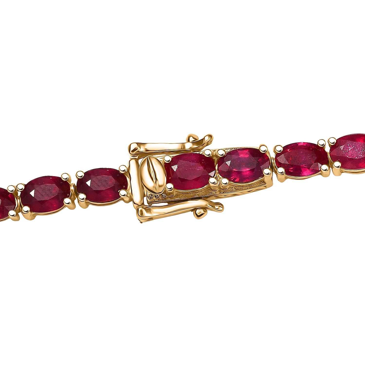 D'Joy African Ruby Necklace (Size 20) with GB Lock Box in 18K Vermeil Yellow Gold Plated Sterling Silver 54.72 Ct, Silver Wt. 24.50 Gms.