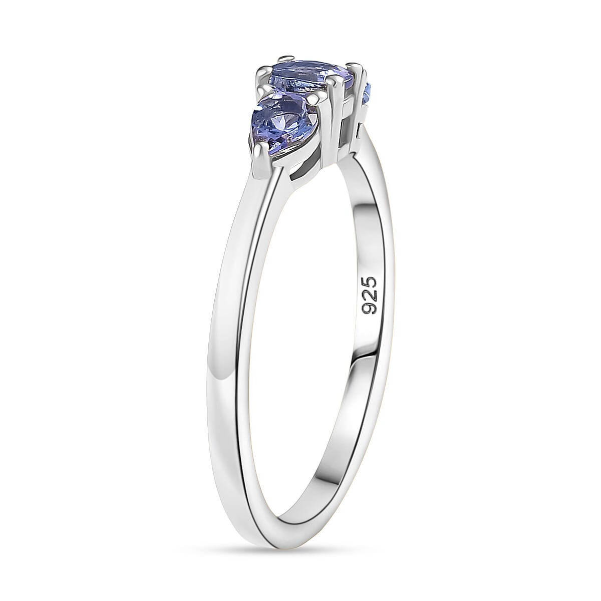 D'Joy Tanzanite Trilogy Ring in Platinum Overlay Sterling Silver