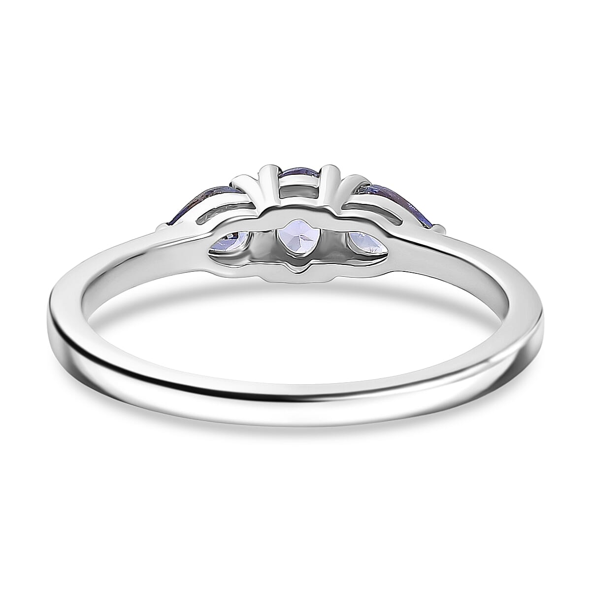 D'Joy Tanzanite Trilogy Ring in Platinum Overlay Sterling Silver