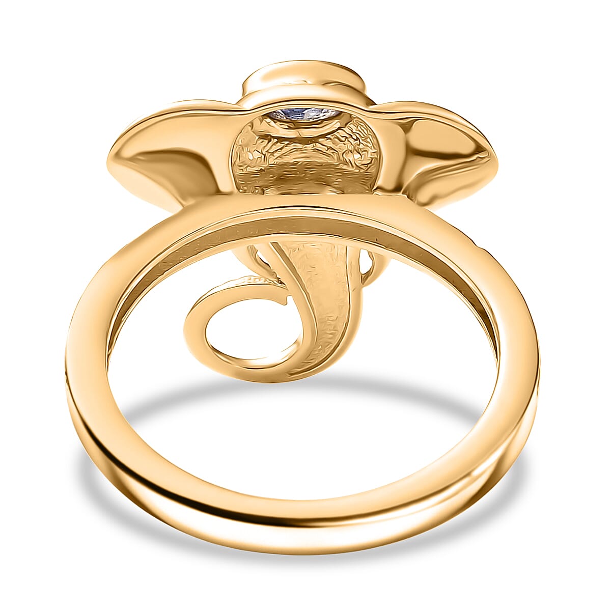 Tanzanite Elephant Head Ring in Yellow Gold Plated Sterling Silver 0.16 Ct.