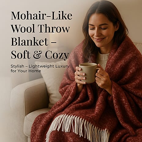 Bliss - Beyond Supersoft Mohair Wool Cozy Blanket with Timeless Appeal (Size 170x130 cm) - Maroon