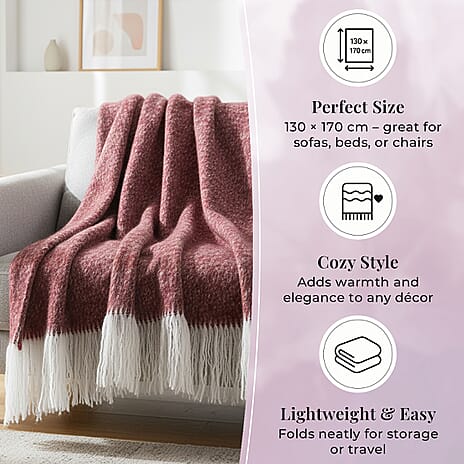 Bliss - Beyond Supersoft Mohair Wool Cozy Blanket with Timeless Appeal (Size 170x130 cm) - Maroon