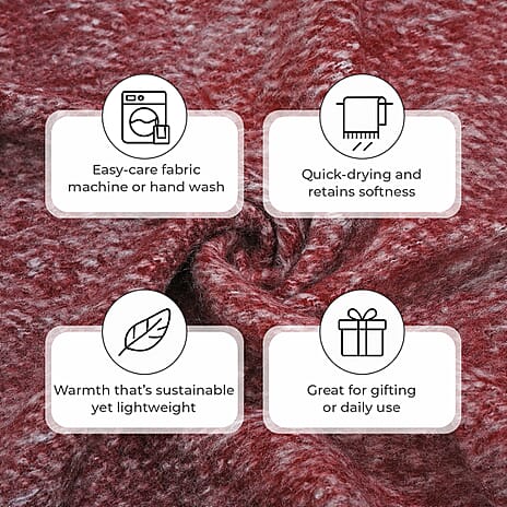 Bliss - Beyond Supersoft Mohair Wool Cozy Blanket with Timeless Appeal (Size 170x130 cm) - Maroon