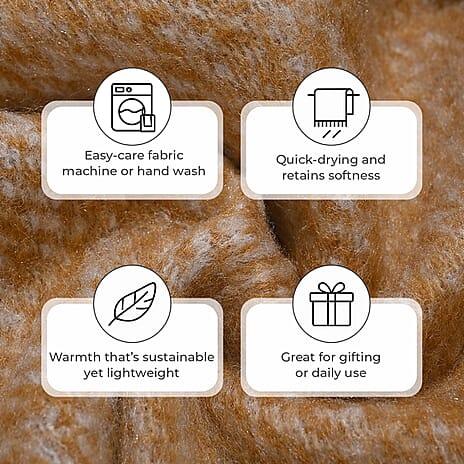 Bliss - Beyond Supersoft Mohair Wool Cozy Blanket with Timeless Appeal (Size 170x130 cm) - Mustard