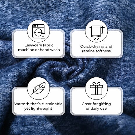 Bliss - Beyond Supersoft Mohair Wool Cozy Blanket with Timeless Appeal (Size 170x130 cm) - Navy