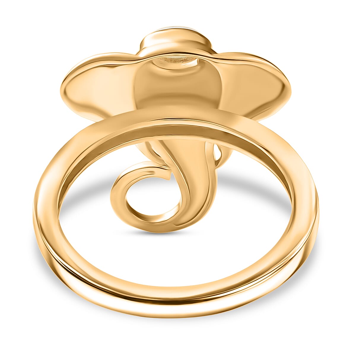 Ethiopian Opal Elephant Head Ring in Yellow Gold Plated Sterling Silver