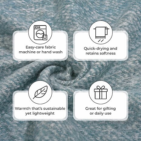 Bliss - Beyond Supersoft Mohair Wool Cozy Blanket with Timeless Appeal (Size 170x130 cm) - Sky Blue - White