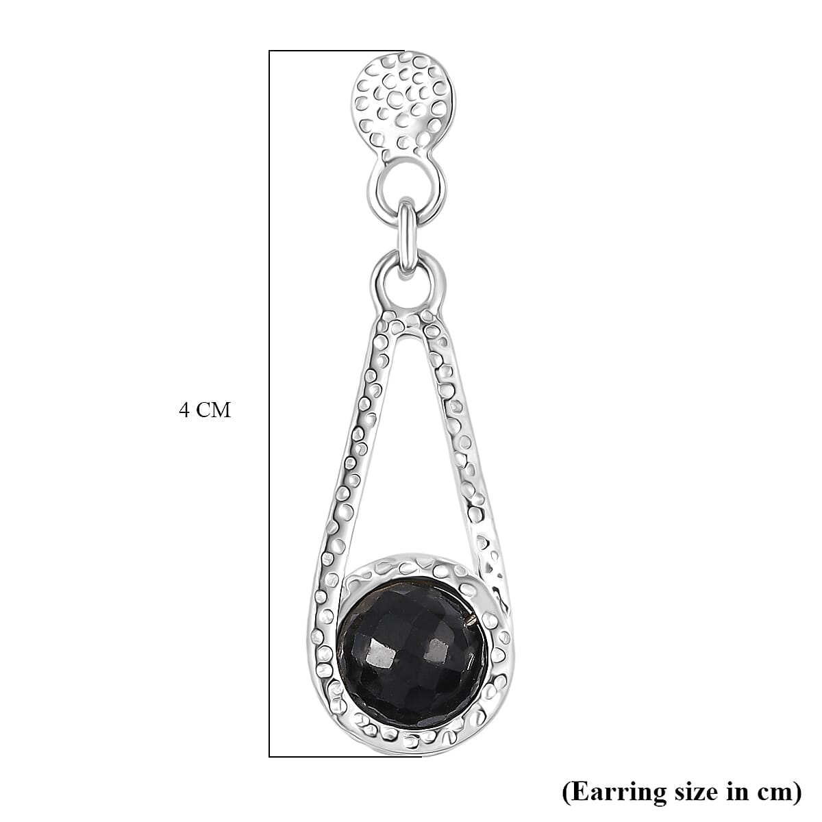 D'Joy Black Spinel Earring with Push Back in Rhodium Overlay Sterling Silver 10.16 Ct.