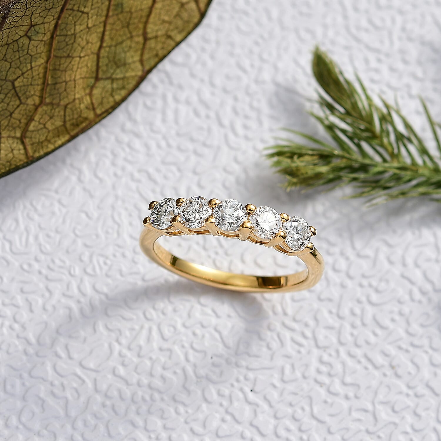 Luxuriant SGL Certified Lab Grown Diamond SI-GH Ring in 18K Vermeil Yellow Gold Sterling Silver 1.00 Ct.