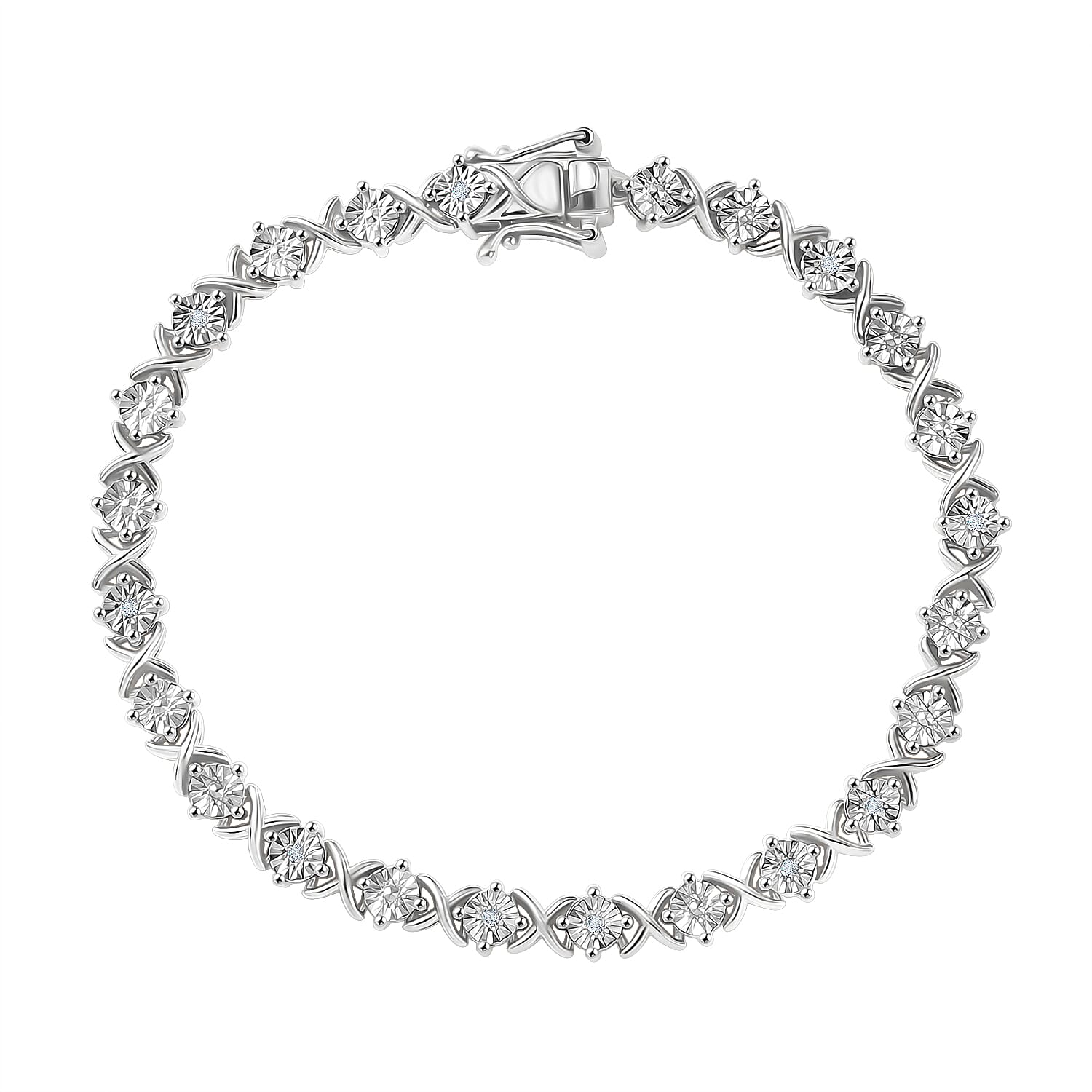 EverTrue White Diamond Line Bracelet 1 Row (Size - 7.5) Pure Yellow Brass  0.040  Ct.