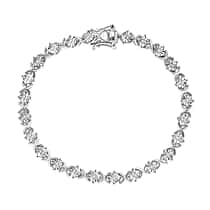 EverTrue White Diamond Line Bracelet (Size 7.5) with GB Lock Box in Platinum Overlay