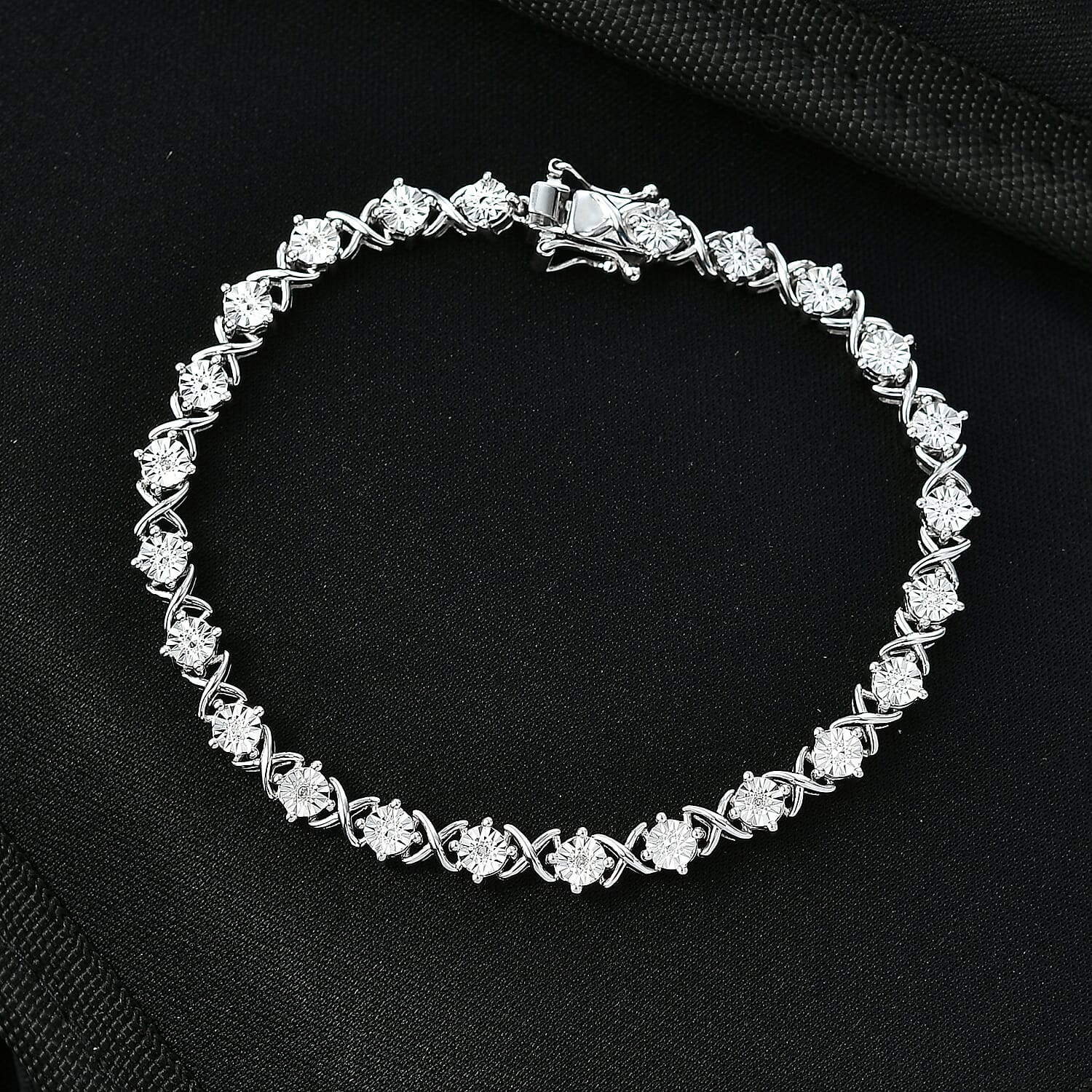 EverTrue White Diamond Line Bracelet 1 Row (Size - 7.5) Pure Yellow Brass  0.040  Ct.