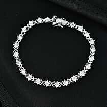 EverTrue White Diamond Line Bracelet (Size 7.5) with GB Lock Box in Platinum Overlay