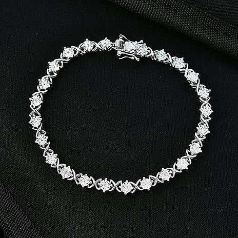 Close Out Deal-  White Diamond Line Bracelet (Size 7.5) with GB Lock Box