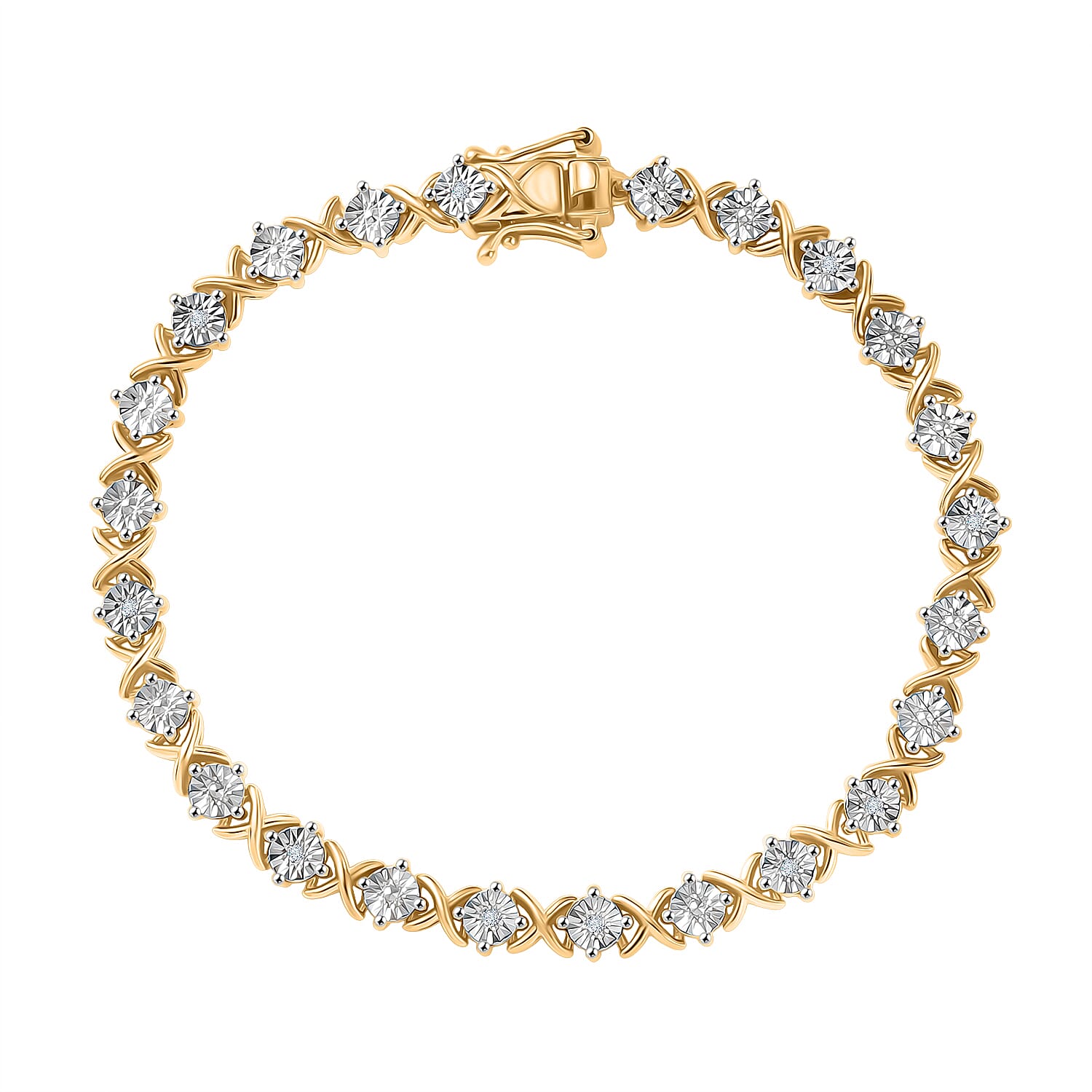 EverTrue White Diamond Line Bracelet 1 Row (Size - 7.5) Pure Yellow Brass  0.040  Ct.