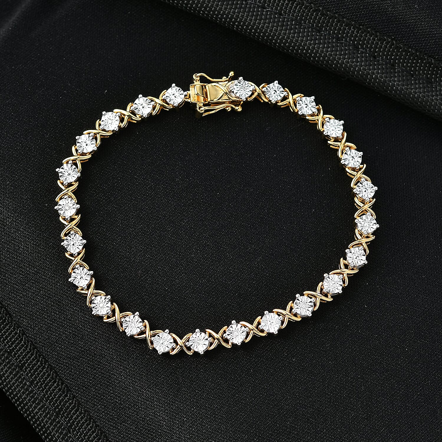 EverTrue White Diamond Line Bracelet 1 Row (Size - 7.5) Pure Yellow Brass  0.040  Ct.