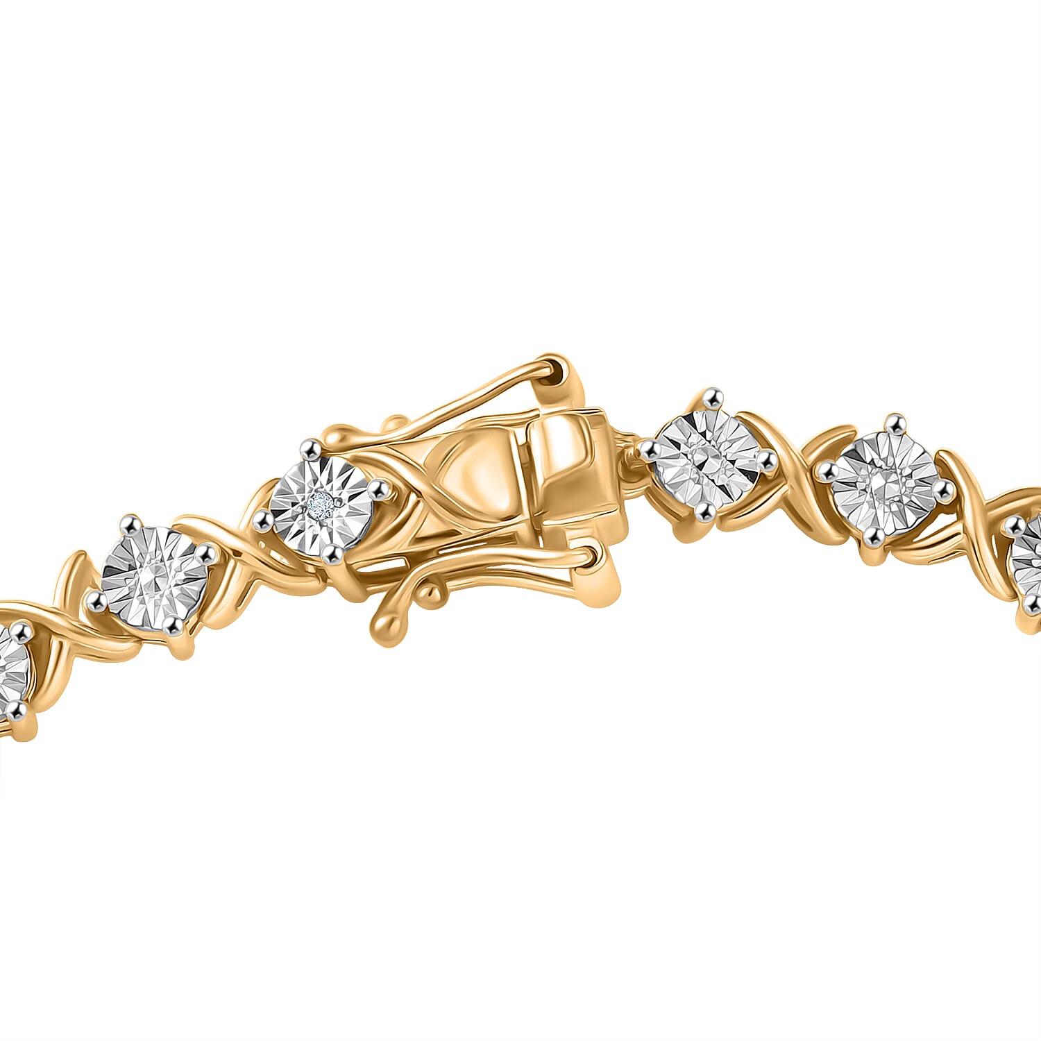 EverTrue White Diamond Line Bracelet 1 Row (Size - 7.5) Pure Yellow Brass  0.040  Ct.