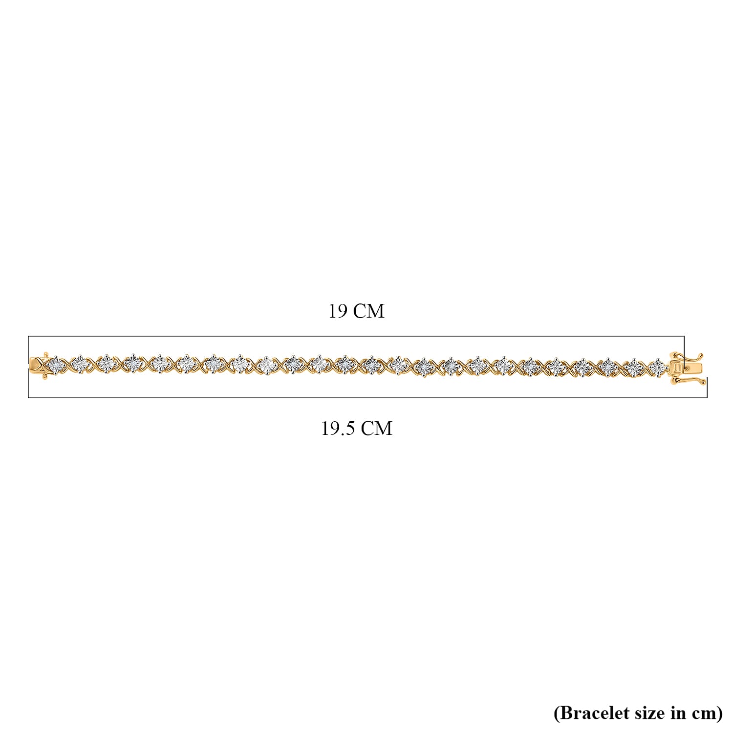 EverTrue White Diamond Line Bracelet 1 Row (Size - 7.5) Pure Yellow Brass  0.040  Ct.