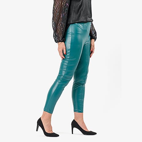 MARINA KANEVA Closeout Deal Pin Tuck Trouser (Size 8) - Teal Green