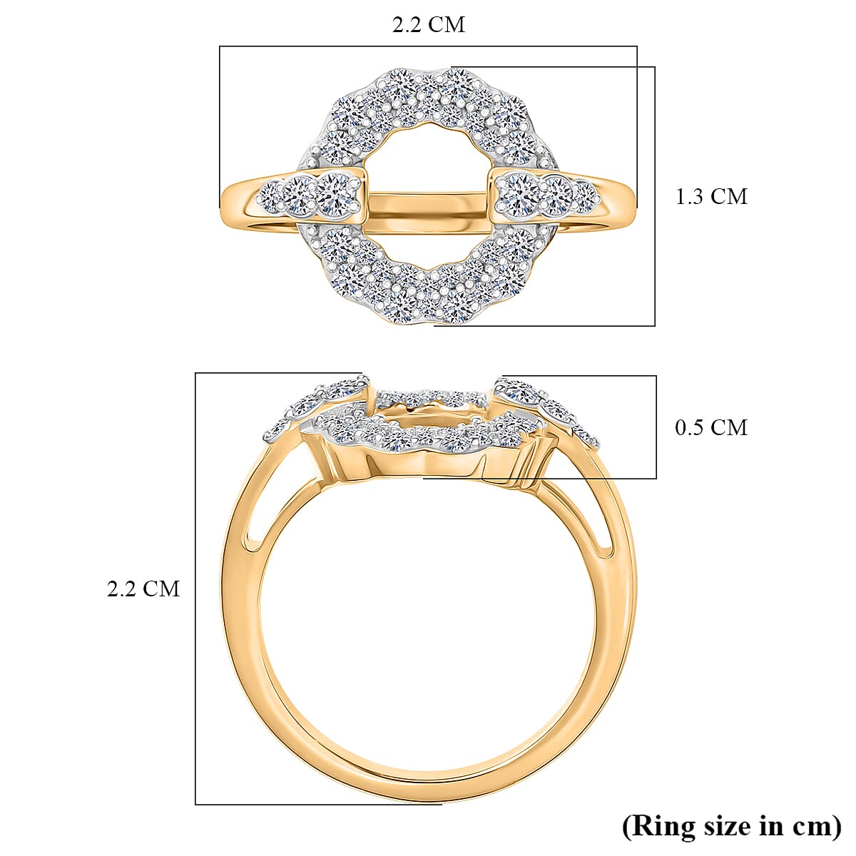 Luxuriant Lab Grown Diamond (SI-GH) Ring in 18K Vermeil Yellow Gold Plated Sterling Silver 0.50 Ct.