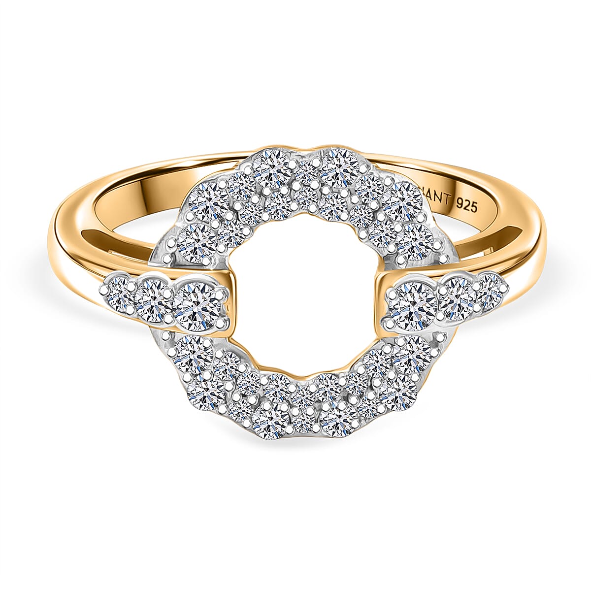 LUXURIANT 0.5 Ct. Lab Grown Diamond Circle of Life Ring in 18K Vermeil Yellow Gold over Sterling Silver (SI-GH)
