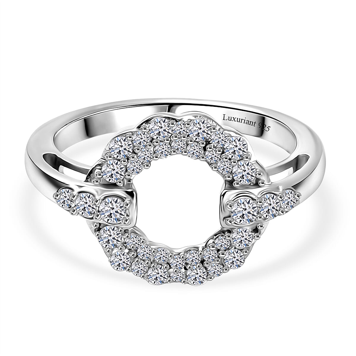 Luxuriant Lab Grown Diamond (SI-GH) Ring in Rhodium Overlay Sterling Silver 0.50 Ct.