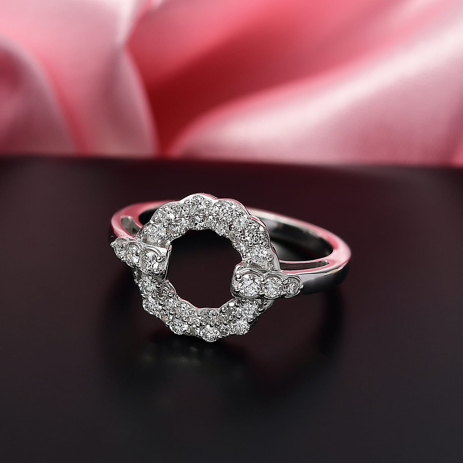 Luxuriant Lab Grown Diamond (SI-GH) Ring in Rhodium Overlay Sterling Silver 0.50 Ct.