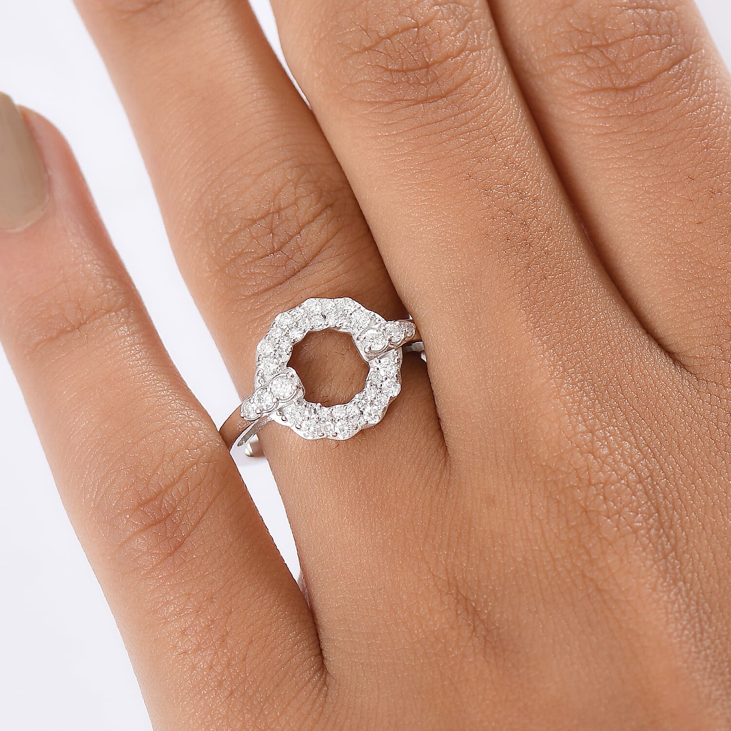 Luxuriant Lab Grown Diamond (SI-GH) Ring in Rhodium Overlay Sterling Silver 0.50 Ct.