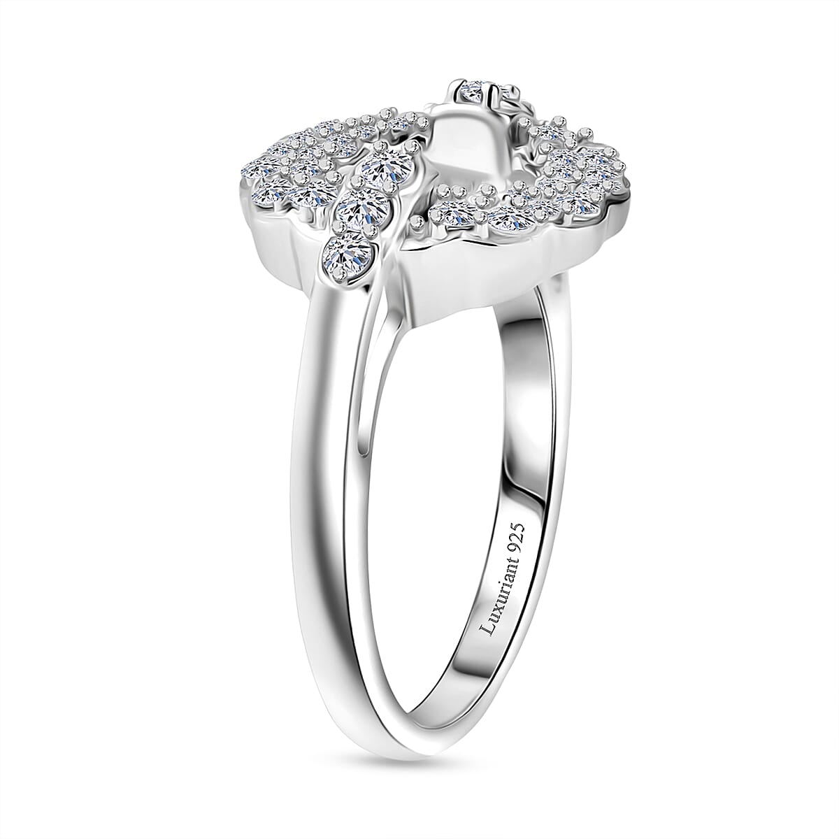 Luxuriant Lab Grown Diamond (SI-GH) Ring in Rhodium Overlay Sterling Silver 0.50 Ct.