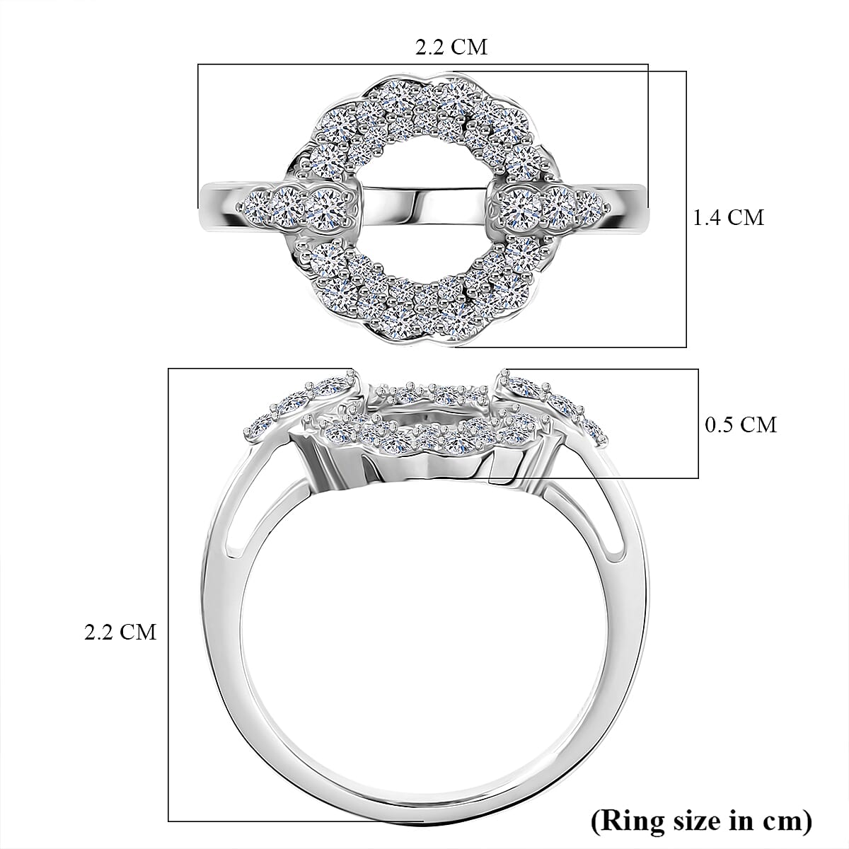 Luxuriant Lab Grown Diamond (SI-GH) Ring in Rhodium Overlay Sterling Silver 0.50 Ct.