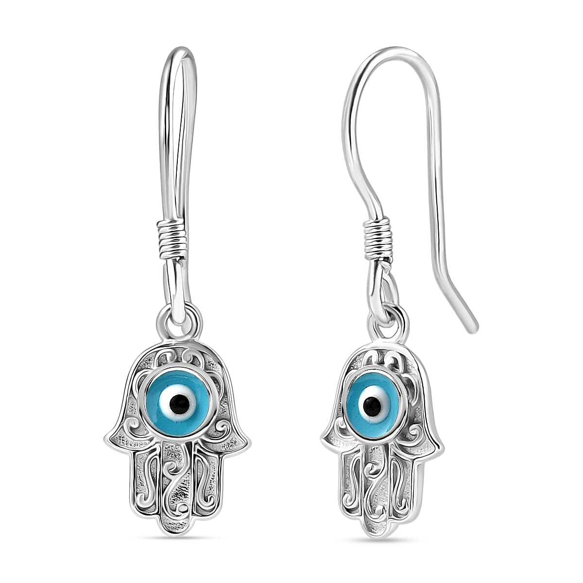 Platinum Overlay Sterling Silver Solitaire Lever Back Earring with J Hook