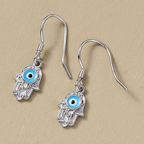 Platinum Overlay Sterling Silver Solitaire Lever Back Earring with J Hook