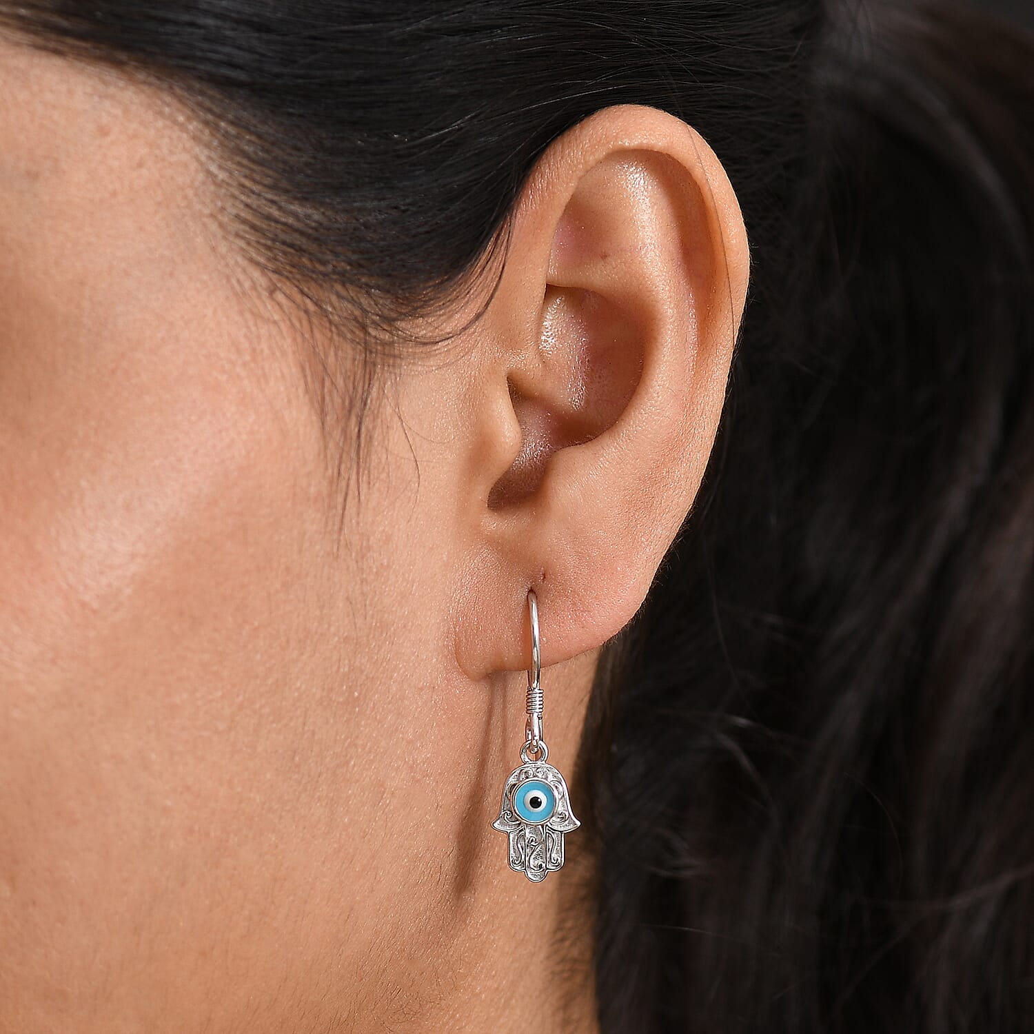 Platinum Overlay Sterling Silver Solitaire Lever Back Earring with J Hook