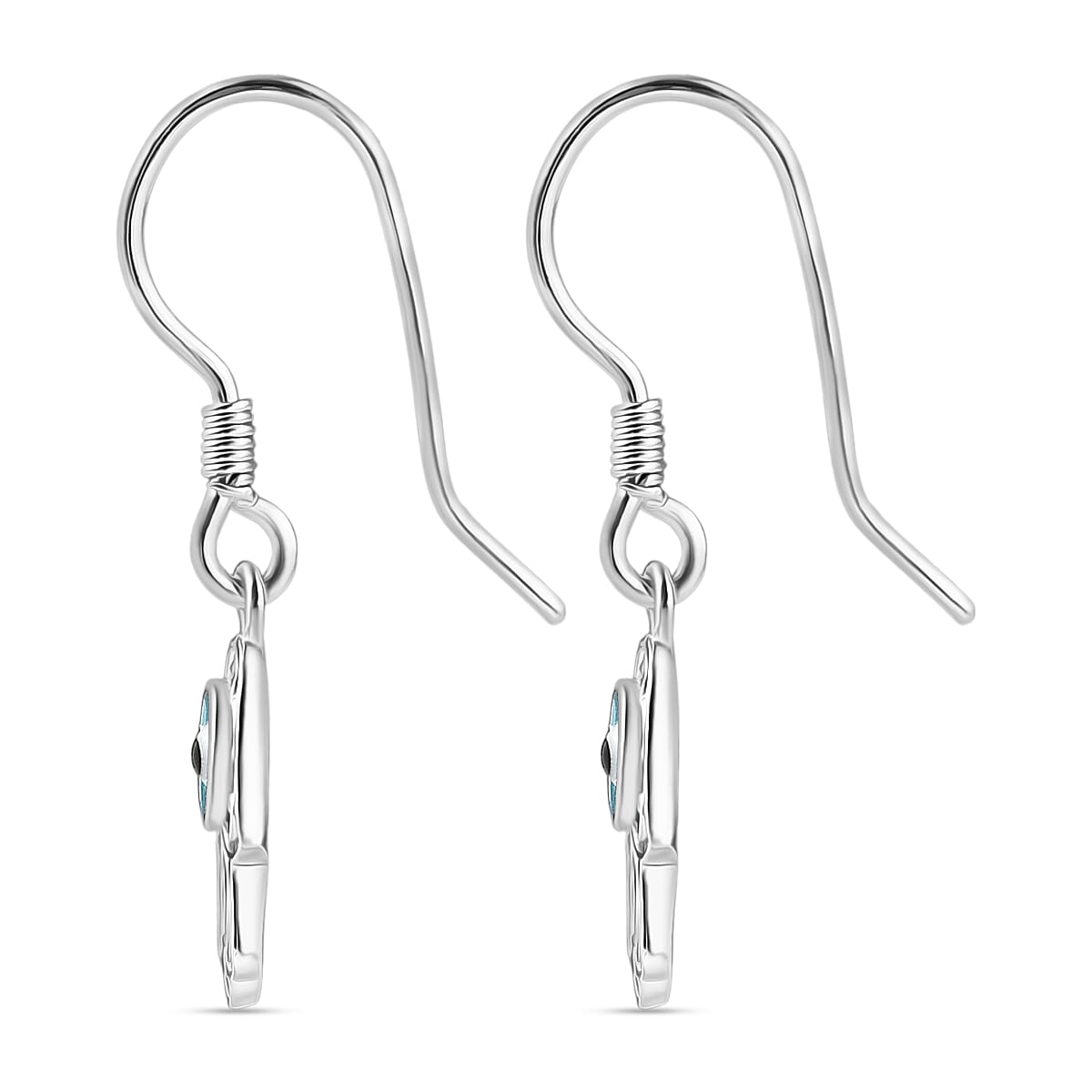 Platinum Overlay Sterling Silver Solitaire Lever Back Earring with J Hook