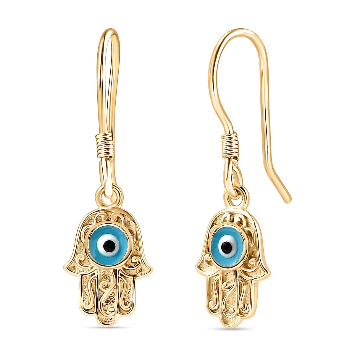 Sterling Silver Solitaire Lever Back Earring with J Hook in Yellow Gold Plated