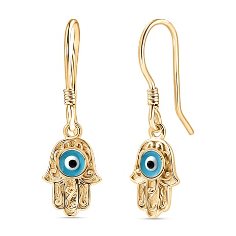 Sterling Silver Solitaire Lever Back Earring with J Hook in Yellow Gold Plated