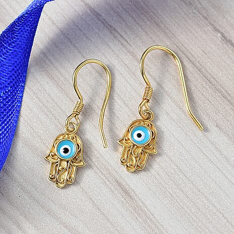 Sterling Silver Solitaire Lever Back Earring with J Hook in Yellow Gold Plated