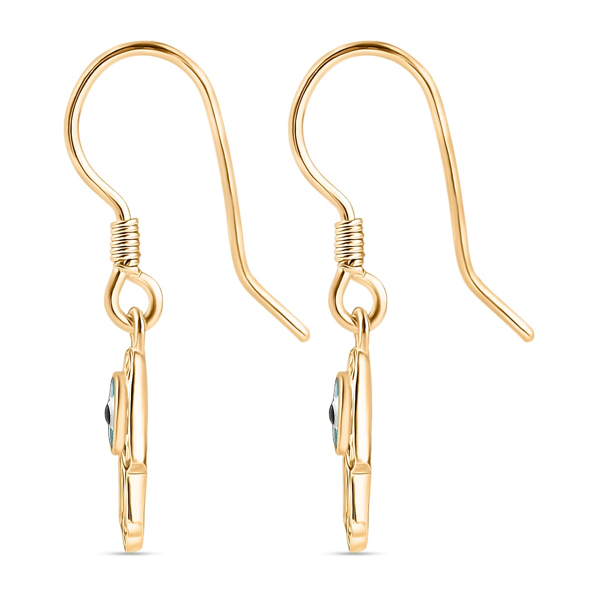 Sterling Silver Solitaire Lever Back Earring with J Hook in Yellow Gold Plated
