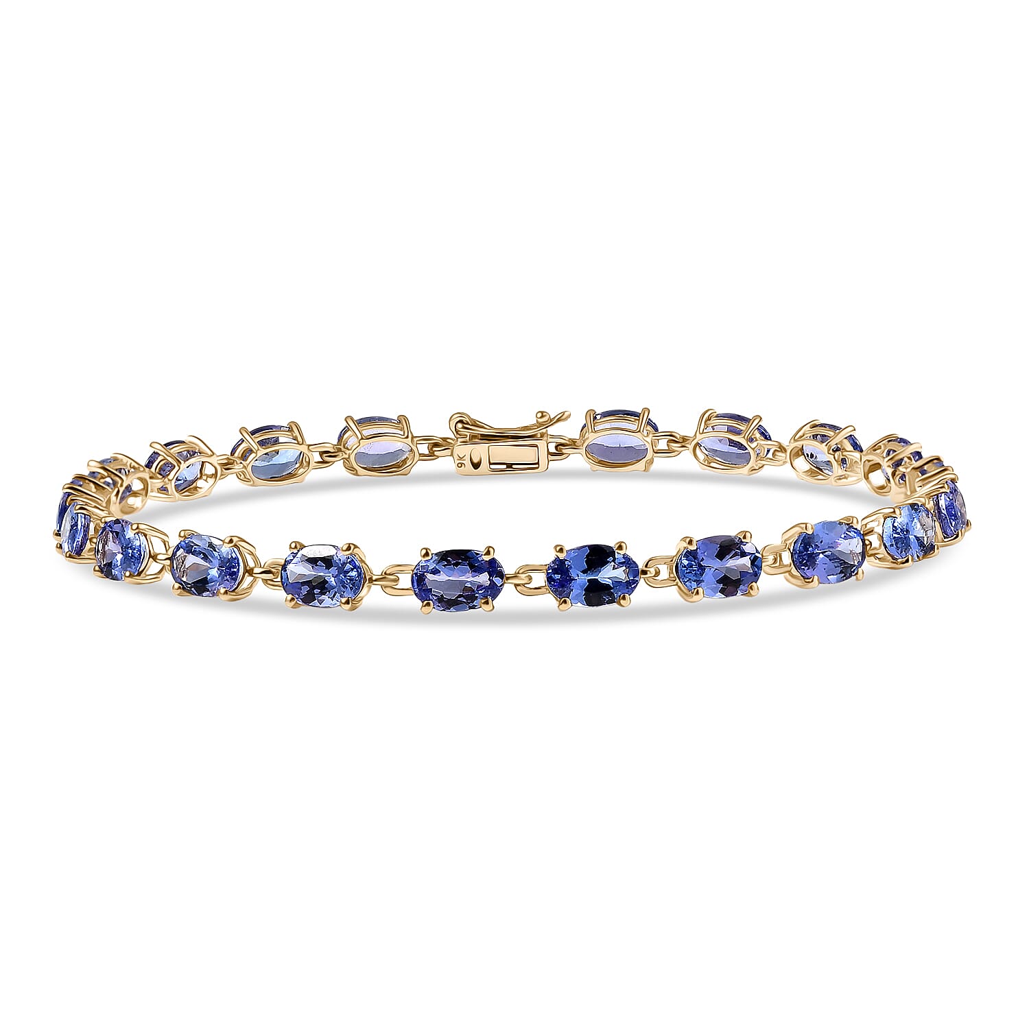 Luxoro 9K Yellow Gold AAA Tanzanite Bracelet (Size 7.0) with GB Lock Box 9.82 Ct.