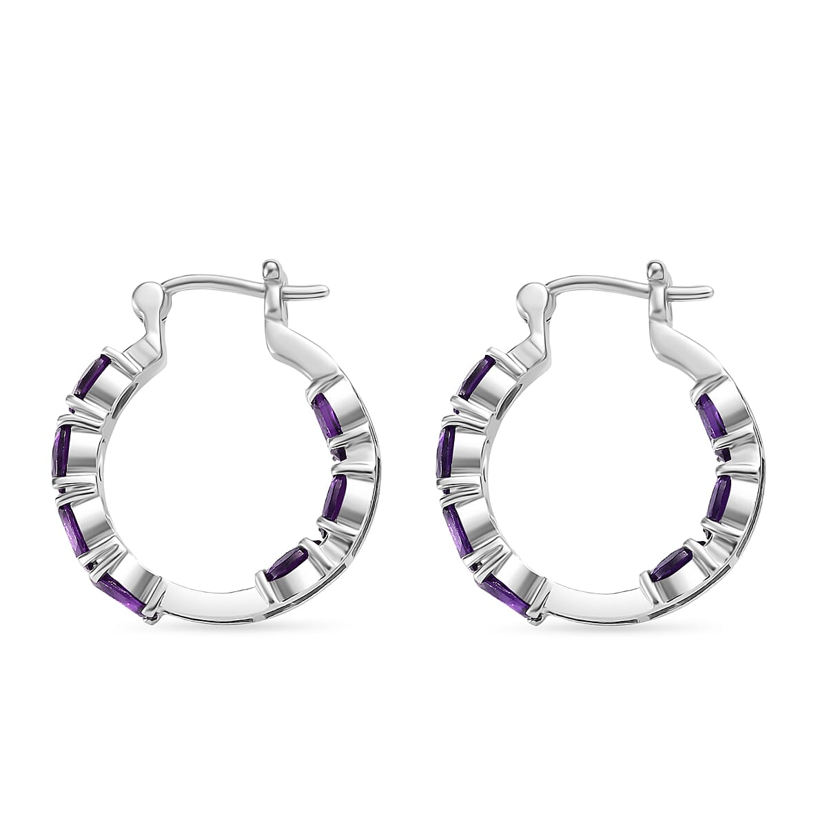 EverTrue African Amethyst J Hook Half Hoop Earring 6.65 Ct.