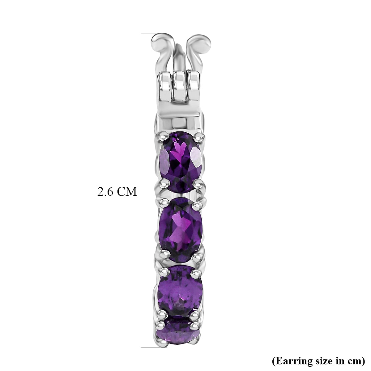 EverTrue African Amethyst J Hook Half Hoop Earring 6.65 Ct.
