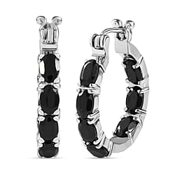 EverTrue Black Spinel J Hook Half Hoop Earring 8.36 Ct.