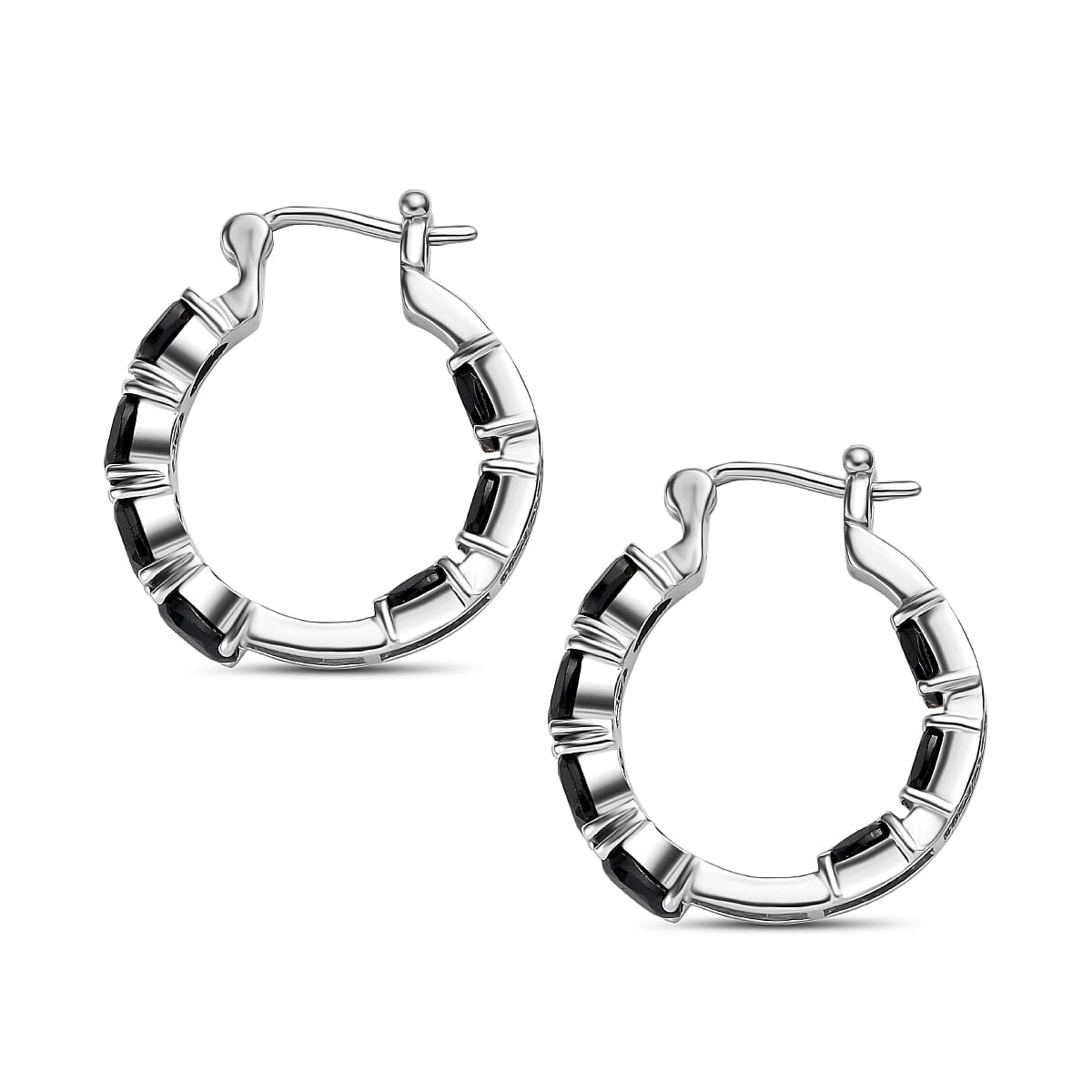 EverTrue Black Spinel J Hook Half Hoop Earring 8.36 Ct.