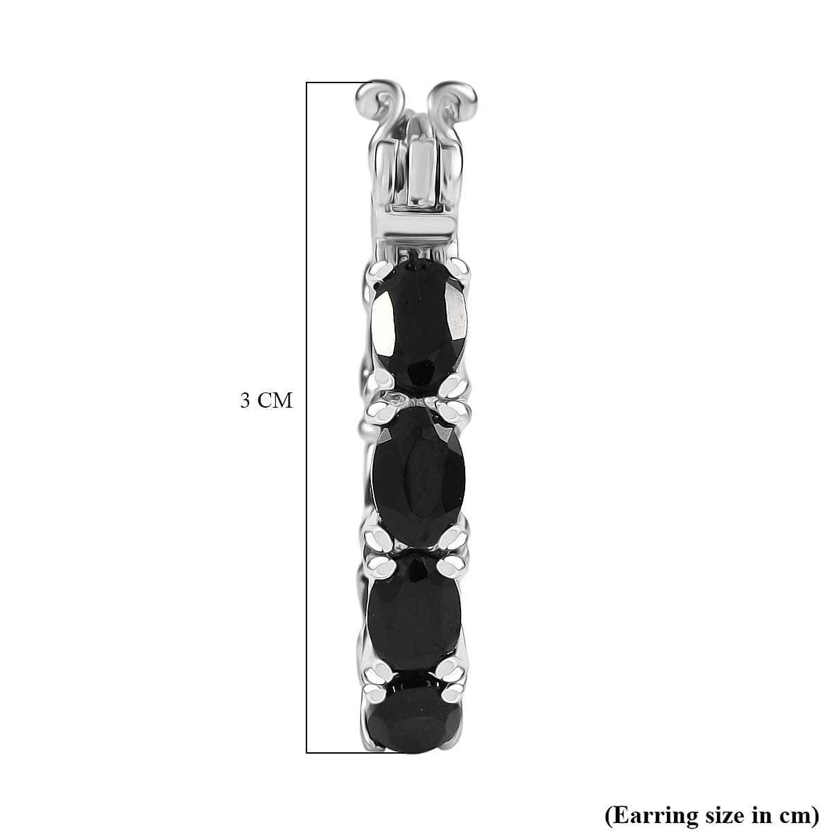 EverTrue Black Spinel J Hook Half Hoop Earring 8.36 Ct.