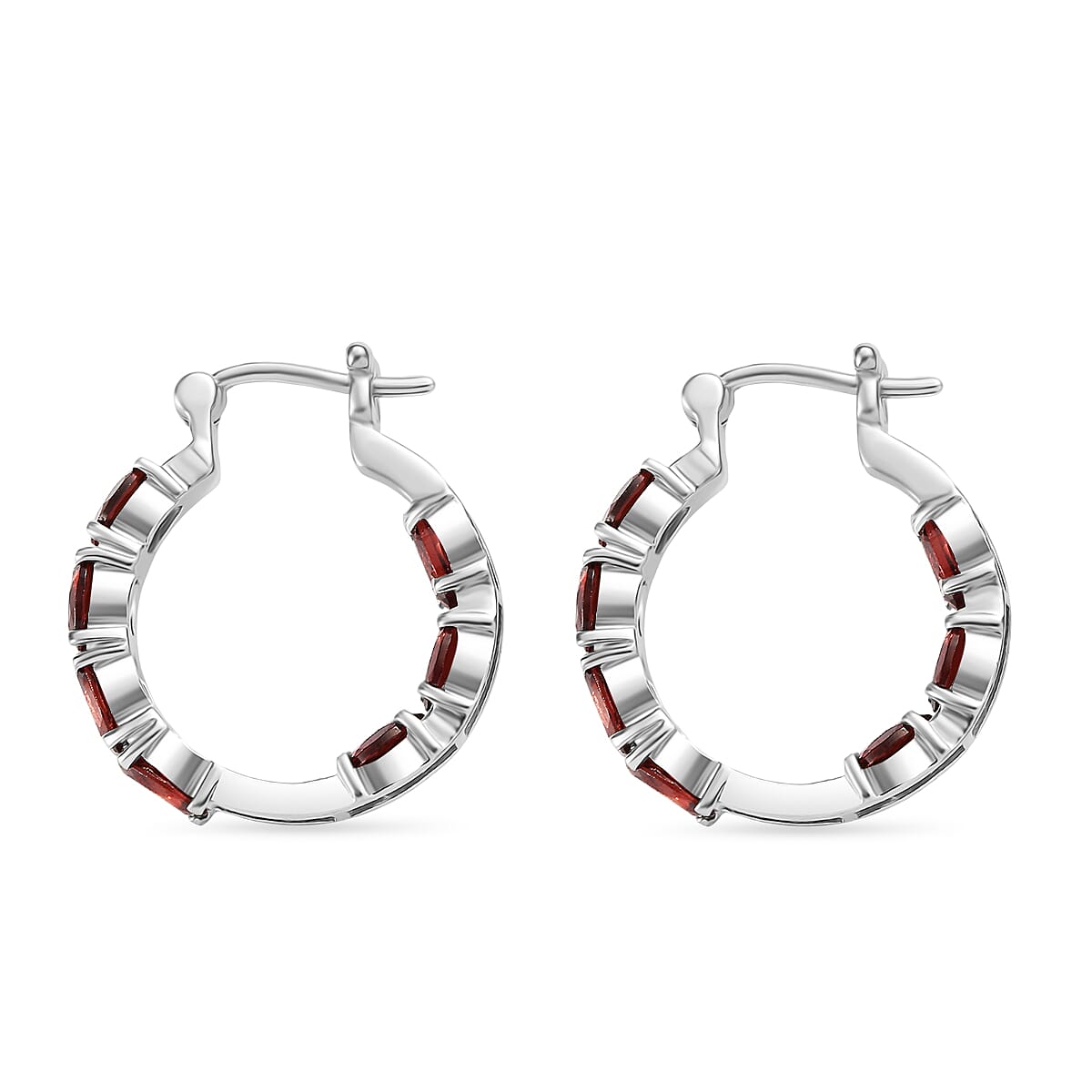 EverTrue Red Garnet J Hook Half Hoop Earring 7.78 Ct.