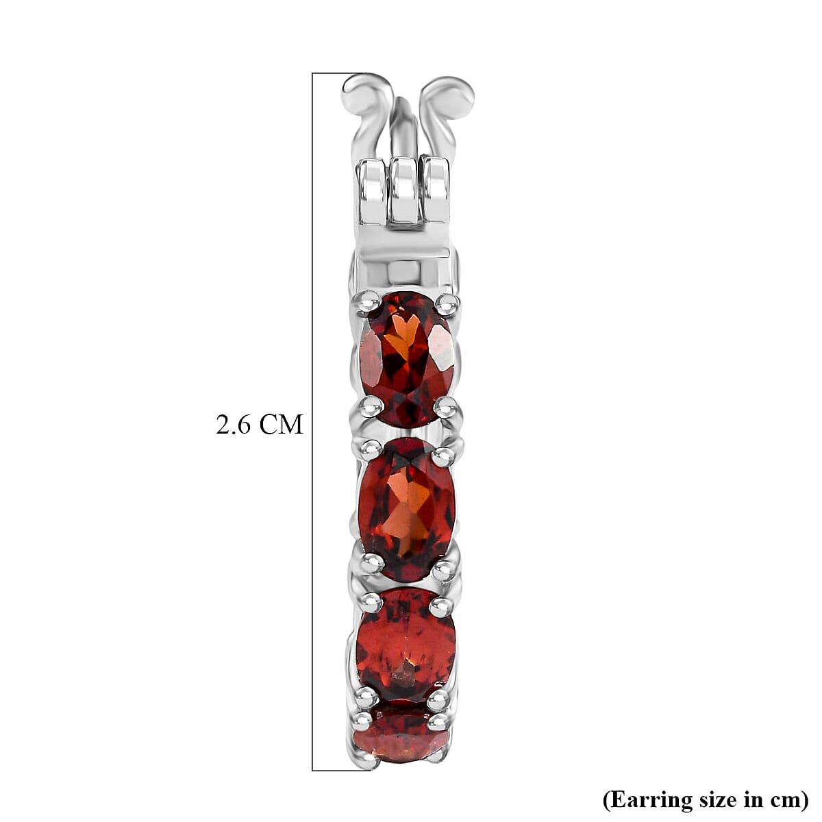 EverTrue Red Garnet J Hook Half Hoop Earring 7.78 Ct.