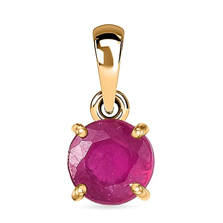 9K Yellow Gold African Ruby Solitaire Pendant 1.27 Ct. 9K Yellow Gold African Ruby Solitaire Pendant 1.27 Ct.
