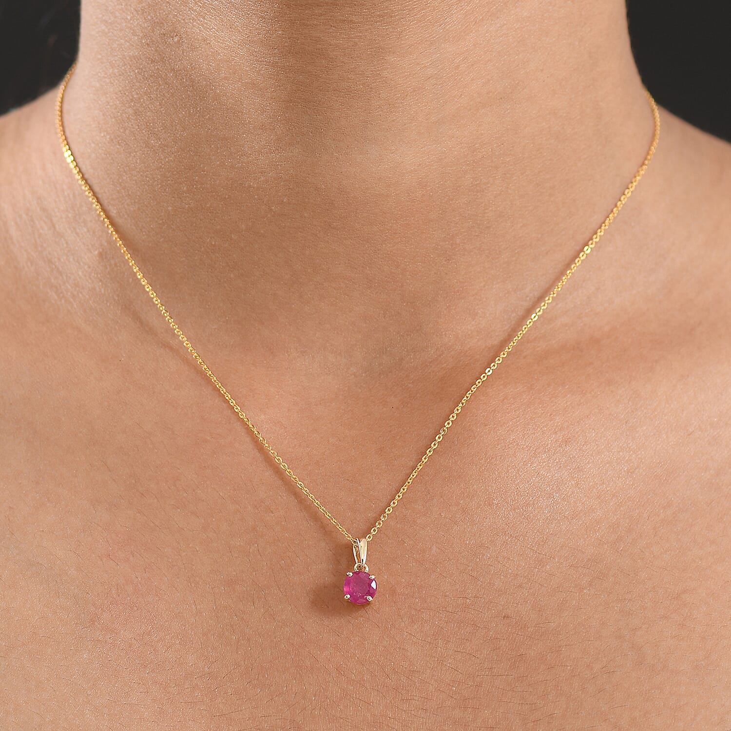 9K Yellow Gold AA African Ruby Pendant 1.27 Ct.