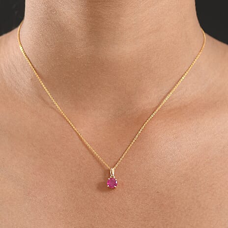 9K Yellow Gold AA African Ruby Pendant 1.27 Ct.